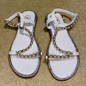 White rhinestone flats
